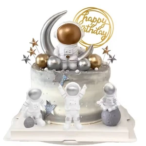 13Pcs/set Astronaut Cake Topper Decorative Fun Space Moon Stars Happy Birthday - Picture 1 of 7