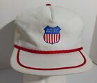 Union Pacific Railroad Trucker Hat Snapback Vintage White With Red Rope USA Made
