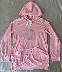 Hello Kitty Pink Rhinestone Long Sleeve Hoodie Kangaroo Pocket Size S/M NWT - Picture 1 of 8