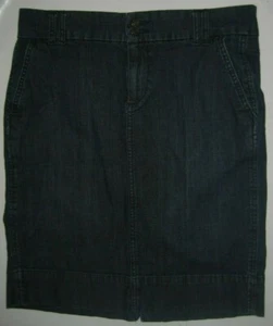 Gap Womens Knee Length Skirt Jeans Dark Denim Multi Pockets Slit Sz 8 Belt Loops - Picture 1 of 6