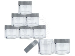 6 Pieces 30 Gram/30ml Plastic Clear Sample Jar Containers with Gray Flat Lids - Picture 1 of 1