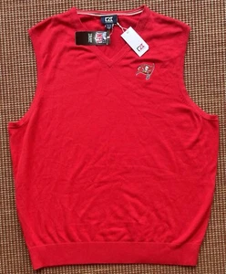 Tampa Bay Buccaneers NFL Cutter & Buck Crew Neck Sweater Vest Red Size XL - Picture 1 of 8