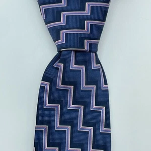 CITY STREETS Silk BOYS Tie Blue Geometric 3" Wide 80s Retro Necktie Classic - Picture 1 of 5