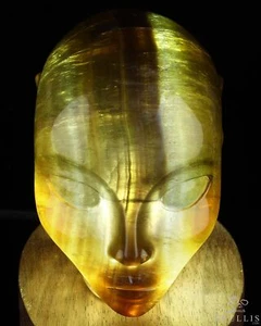 Lámpara/luz calavera de cristal hueco elfo tallada a mano de fluorita de 4,1" con soporte LED - Imagen 1 de 9