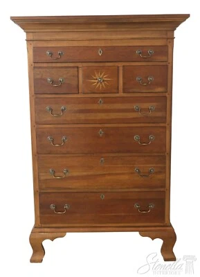 L55265EC: Williamsburg 8 cajones grande Cherry Chippendale cofre alto Foto 1 de 4