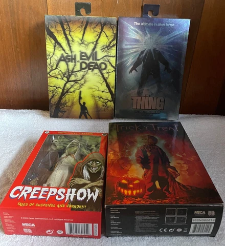Lot of 4 Neca Horror Figures - Trick r' Treat, The Thing, Evil Dead & Creepshow Cover
