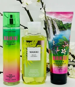 Bad and Body Works Waikiki Strand Kokosnuss Trio Set Duschgel, Körpercreme, Nebel - Bild 1 von 5