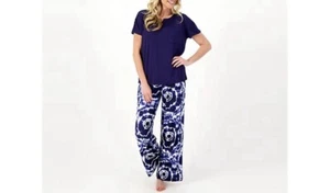 Koolaburra by UGG Cozy Jersey Tee & Wide Leg Pant Lounge Set A296534 Large Indig - Picture 1 of 5