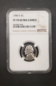 1984 S PF 70 ULTRA CAMEO Jefferson Nickel Proof NGC **TOP POP** Perfect Coin, 5c - Picture 1 of 2