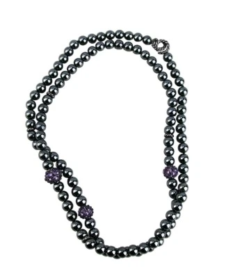 DAVID YURMAN ST. SILVER  36" BLACK HEMATITE & AMETHYST OSETRA NECKLACE NEW 26N - Image 1 of 4