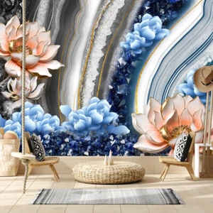 Peel and Stick Wallpapers for Living Room Floral Marble Wall Papers Home Decor - Picture 1 of 7