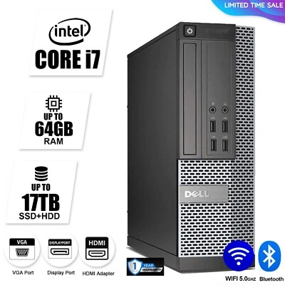 DELL Desktop Computer PC i7, up to 64GB RAM, 17TB SSD, Windows 10/11, WiFi BT - Image 1 of 4