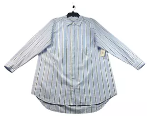 On 34th Blouse Womens Plus Size 1X Blue White Long Sleeve Button Down New - Picture 1 of 7