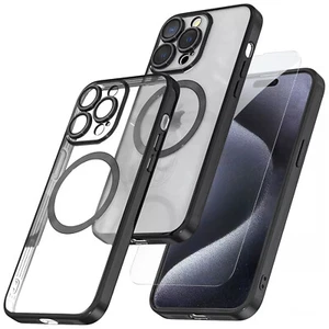 Funda delgada con pantalla de vidrio y lente de cámara Mag Safe a prueba de golpes para iPhone 16 Pro Max 15 - Imagen 1 de 26