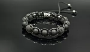 Herren Armband Naturstein Bracelet Edelstein Onyx Lava Armreif Geschenk für Mann - Bild 1 von 12