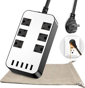 Power Strip 6-Outlet Surge Protector with 5 USB Ports Fast Charging 4.8A 6F LONG