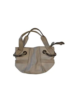 B Makowsky Leather Handbag Purse Ivory Medium 8.5x13 Good Condition - Picture 1 of 12