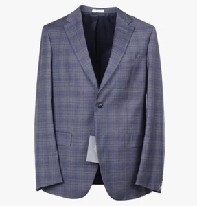 Boglioli Slim-Fit 'Sforza' Gray-Blue Subtle Check Wool Suit 36R (Eu 46) NWT - Picture 1 of 9