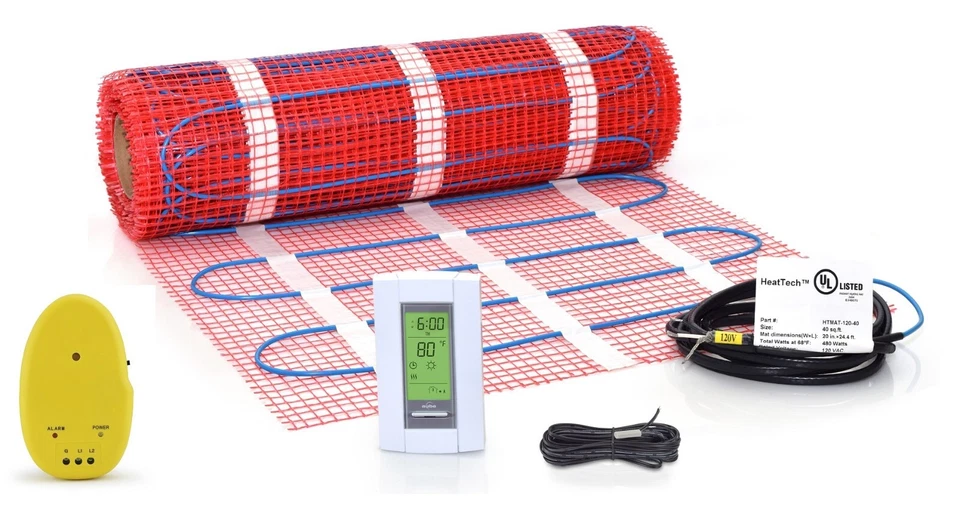 ELECTRIC TILE RADIANT FLOOR HEAT SYSTEM, WARM FLOOR KIT, 120V with Thermostat - Image 1 of 4