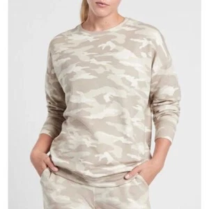 Athleta XXS Studio To Street Print Sweatshirt Camo Lux Oatmeal Heather/Neutral - Picture 1 of 13
