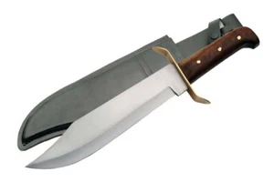 Bowie Messer Kohlenstoffstahl Klinge Holzgriff klassisch mit Scheide - 15" insgesamt - Bild 1 von 2