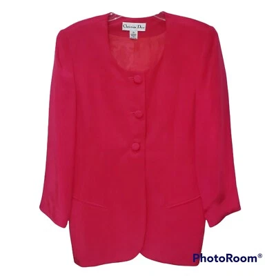Abrigo Blazer De Colección Christian Dior Rosa Seda Chaqueta Tres Botones Para Mujer 12 Foto 1 de 4