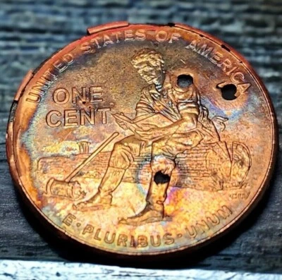 2009 D Lincoln Formative Years Penny - Clad Lamination Error? - Bullet Hole Look - Image 1 of 4