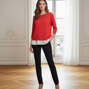 Boden korallenoranger Nora Pullover mit Schlitz hinten und Ösen neu ohne Etikett XS - Bild 1 von 9