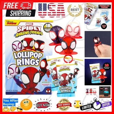 Anillos de piruleta Marvel Spidey - Caja de 18 favores de fiesta envueltos individualmente Foto 1 de 4