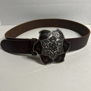 suzi roher Brown belt With Rose Buckle Size Med - Picture 1 of 5
