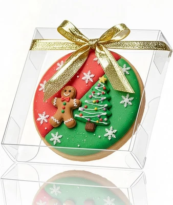 50 Pack 4X4X1.2Inch Clear Single Cookies Boxes with Full Window Plastic Small Tr - Image 1 of 4