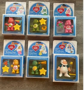 Care Bears Poseable Figures with Accessories NIB Hong Kong 1984 Set of 6 - Picture 1 of 8