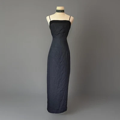 Verdadero Vestido Vintage Años 90 Gótico Vampiro Cibernético Negro Midi Línea A Sexy Noche Fiesta M L Foto 1 de 4