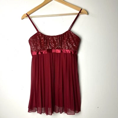 Vtg Rampage Babydoll Tank Top Red Sequin Y2K Fairy Whimsigoth Club Vamp 90s S - Image 1 of 4