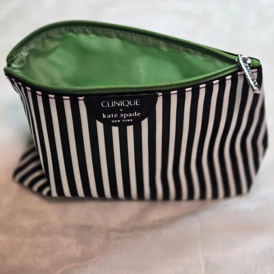 Bolso de Maquillaje Clinique Kate Spade Rayas Lunares Negro Blanco Verde Cremallera Nuevo sin Etiquetas Foto 1 de 4