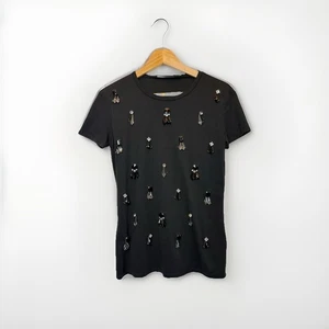 Sportmax Code by MaxMara Size Small Beaded Black Jersey T-Shirt Top - Picture 1 of 11
