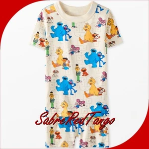 NWT HANNA ANDERSSON ORGANIC SHORT JOHNS PAJAMAS HOPSCOTCH SESAME STREET 100 4T 4 - Picture 1 of 4
