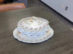 Antique J.P.L France / Haviland Limoges Covered Oval Serving Bowl w/ Underplate - Picture 1 of 24