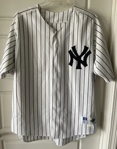 Vintage New York Yankees Jersey Mens 52 White Pinstripe MLB Baseball Russell 90s - Picture 1 of 5