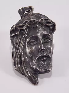 ARTE SACRAANTICO CIONDOLO VOLTO CRISTO FUSIONE IN ARGENTO 800 SOLID SILVER JESUS - Foto 1 di 3