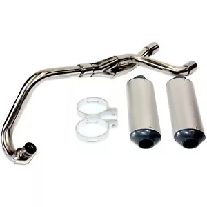 Twin Bigbore Exhaust Pipe + Mufflers 125cc 150cc 160cc PITPRO TRAIL DIRT BIKE - Picture 1 of 10