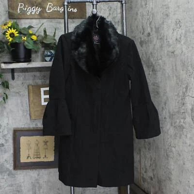 Isaac Mizrahi Live! Abrigo Parka Cuello Piel Sintética Pesado Negro 12 Foto 1 de 4