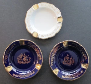 Three (3) VINTAGE LIMOGES ASHTRAYS ~ Made in France ~ 4 1/2" ~ Lovely! - Picture 1 of 7