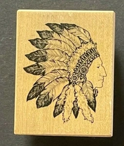 Native American Indian Tribe Eagle Chief Leader Warrior PSX D-250 Rubber Stamp - Picture 1 of 3