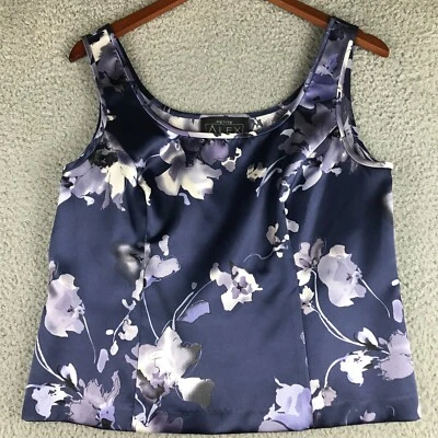 Blusa Top Alex Evenings Talla LP Petite Para Mujer Púrpura Floral Sin Mangas Foto 1 de 4
