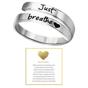 Just Breathe Anello da Donna, Anello Cuore Regolabile, Avvolgente a Spirale in Acciaio Inox - Foto 1 di 7