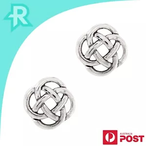 Celtic Sheild Flower Knot Sterling Silver 925 Stud Earrings - Picture 1 of 6