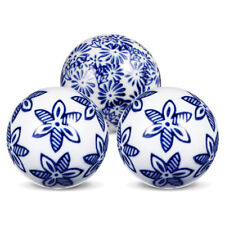 Ceramic Bowl Filler Set - Blue and White Porcelain Orbs (3pcs)