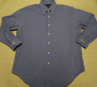 Men's Large 16.5 32/33 Lauren Ralph Lauren Blue Checkered Plaid Dress Shirt