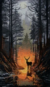 DIY Cross Stitch Kit "Forest guard" 9.4"x16.5", Abris Art - Picture 1 of 7